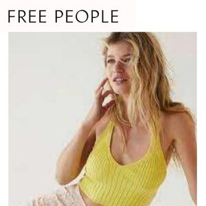 FREE PEOPLE INTIMATELY ◇ Yellow Cropped Ribbed Halter Ego Swit Cami ◇ Med ◇ NWT